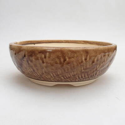 Ceramic bonsai bowl 17.5 x 17.5 x 6 cm, brown color - 1