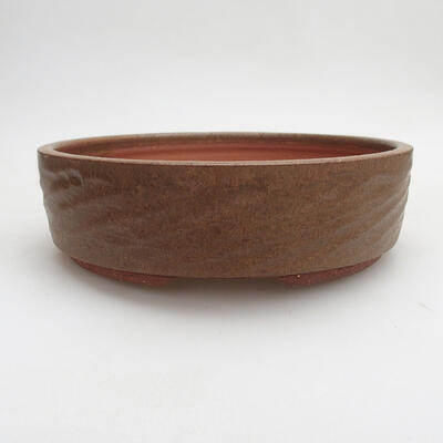 Ceramic bonsai bowl 19 x 19 x 5.5 cm, brown color - 1