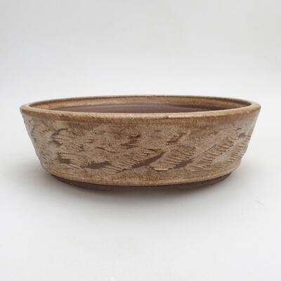 Ceramic bonsai bowl 21 x 21 x 6 cm, color brown - 1