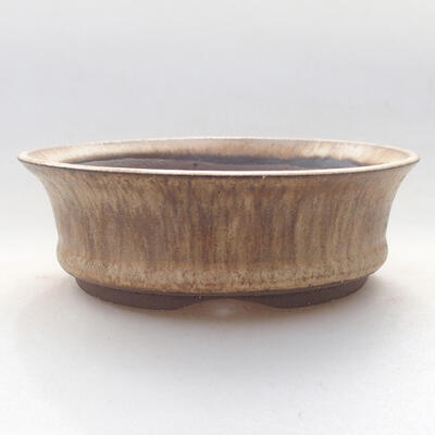 Ceramic bonsai bowl 9.5 x 9.5 x 3 cm, beige color - 1