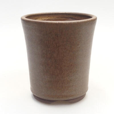Ceramic bonsai bowl 8 x 8 x 9.5 cm, brown color - 1