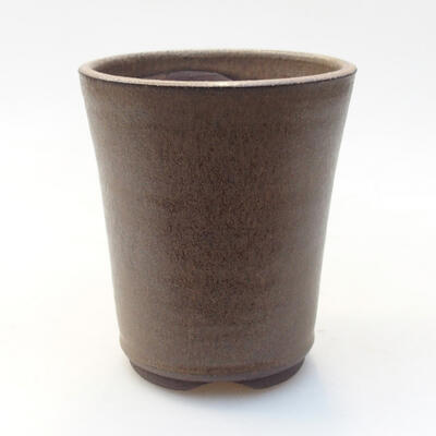 Ceramic bonsai bowl 8.5 x 8.5 x 10.5 cm, brown color - 1
