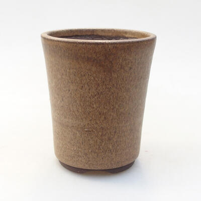 Ceramic bonsai bowl 7.5 x 7.5 x 9.5 cm, brown color - 1