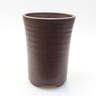 Ceramic bonsai bowl 9.5 x 9.5 x 13.5 cm, brown color - 1