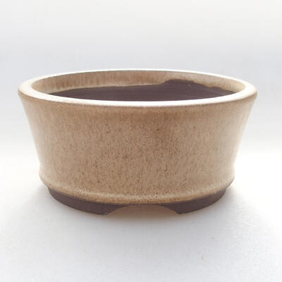 Ceramic bonsai bowl 8.5 x 8.5 x 4 cm, beige color - 1