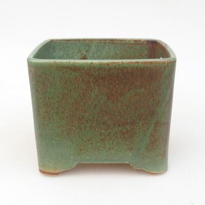 Ceramic bonsai bowl 10.5 x 10.5 x 8.5 cm, color green-brown - 1