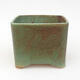 Ceramic bonsai bowl 10.5 x 10.5 x 8.5 cm, color green-brown - 1/3