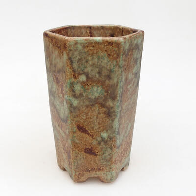 Ceramic bonsai bowl 8.5 x 8.5 x 14.5 cm, color green-brown - 1