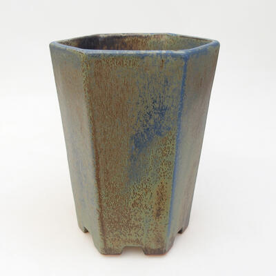 Ceramic bonsai bowl 11.5 x 13 x 17 cm, color blue-brown - 1