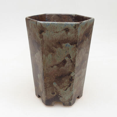 Ceramic bonsai bowl 11.5 x 13 x 17 cm, color green-brown - 1