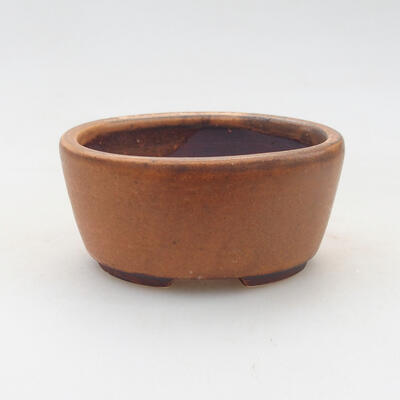 Ceramic bonsai bowl 7.5 x 6.5 x 4 cm, brown color - 1
