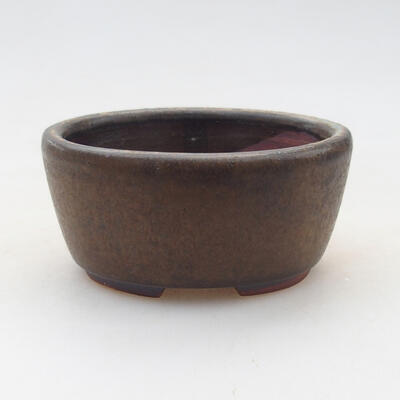 Ceramic bonsai bowl 7.5 x 6.5 x 4 cm, brown color - 1