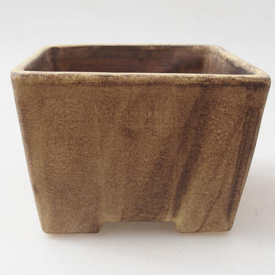 Ceramic bonsai bowl 10.5 x 10.5 x 7.5 cm, yellow color - 1
