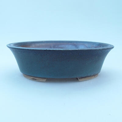 Ceramic bonsai bowl 14 x 12 x 4 cm, blue-black color - 1