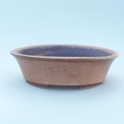 Ceramic bonsai bowl 14 x 11.5 x 4 cm, pink-brown color - 1