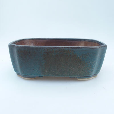 Ceramic bonsai bowl 17 x 14 x 6 cm, blue-black color - 1