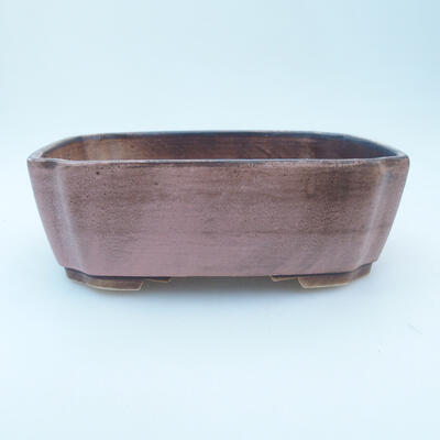 Ceramic bonsai bowl 17 x 14 x 6 cm, color pink-brown - 1