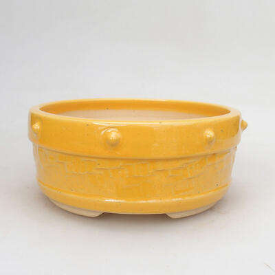 Ceramic bonsai bowl 15.5 x 15.5 x 7 cm, yellow color - 1