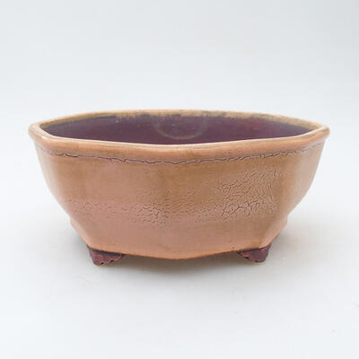 Ceramic bonsai bowl 16 x 16 x 7 cm, color pink-brown - 1