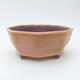 Ceramic bonsai bowl 16 x 16 x 7 cm, color pink-brown - 1/3