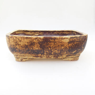 Ceramic bonsai bowl 21 x 16 x 7 cm, color yellow-brown - 1