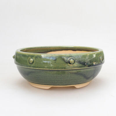 Ceramic bonsai bowl 16 x 16 x 6.5 cm, color green - 1