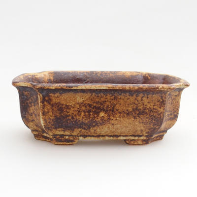 Ceramic bonsai bowl 12 x 8,5 x 4 cm, brown-yellow color - 1