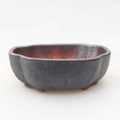 Ceramic bonsai bowl 10 x 8 x 3.5 cm, metal color - 1