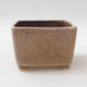 Ceramic bonsai bowl 12.5 x 12.5 x 8 cm, brown color - 1/3