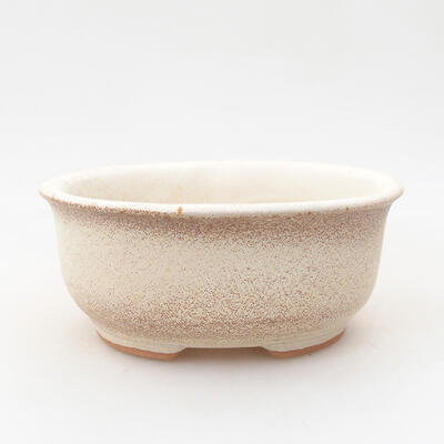 Ceramic bonsai bowl 11.5 x 9.5 x 5 cm, beige color - 1