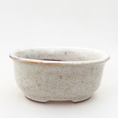 Ceramic bonsai bowl 11.5 x 9.5 x 5 cm, brown-white color - 1