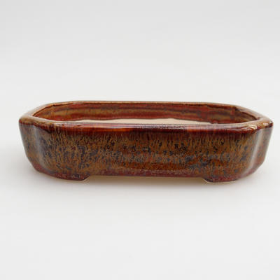 Ceramic bonsai bowl 13 x 9,5 x 3 cm, color brown - 1