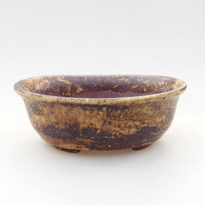 Ceramic bonsai bowl 10.5 x 9 x 4 cm, color brown-yellow - 1