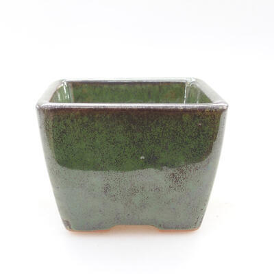 Ceramic bonsai bowl 6.5 x 6.5 x 5 cm, color metal green - 1