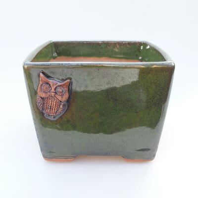 Ceramic bonsai bowl 11.5 x 11.5 x 8.5 cm, color metal green - 1