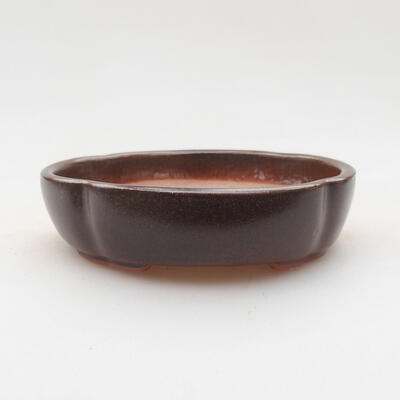 Ceramic bonsai bowl 10 x 10 x 2.5 cm, brown color - 1