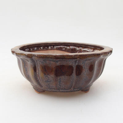 Ceramic bonsai bowl 10.5 x 10.5 x 5 cm, brown color - 1