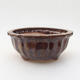 Ceramic bonsai bowl 10.5 x 10.5 x 5 cm, brown color - 1/3