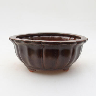 Ceramic bonsai bowl 10.5 x 10.5 x 5 cm, brown color - 1