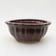 Ceramic bonsai bowl 10.5 x 10.5 x 5 cm, brown color - 1/3