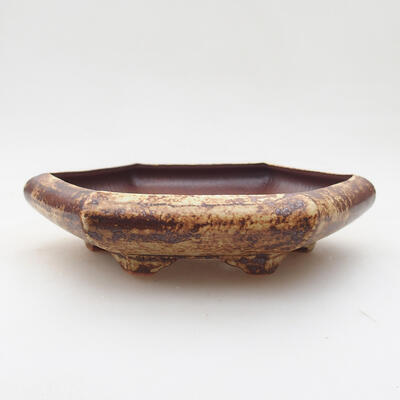 Ceramic bonsai bowl 15 x 16.5 x 4 cm, color yellow-brown - 1