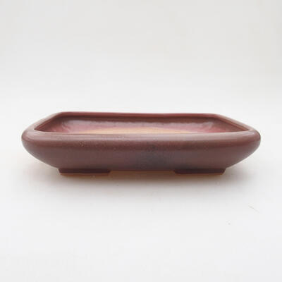 Ceramic bonsai bowl 13 x 16 x 3.5 cm, pink-metal color - 1