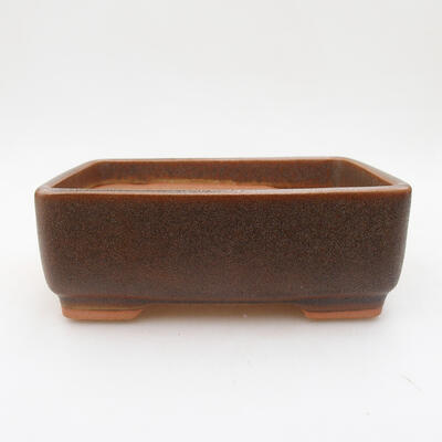 Ceramic bonsai bowl 14.5 x 11 x 5.5 cm, brown color - 1