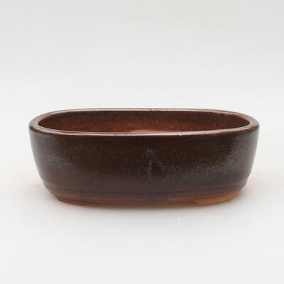 Ceramic bonsai bowl 12 x 8.5 x 4 cm, brown color - 1