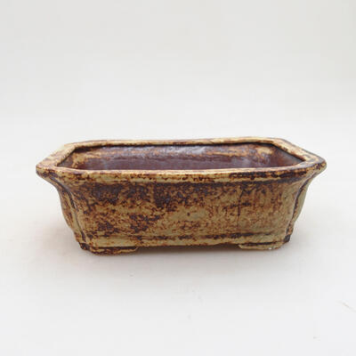 Ceramic bonsai bowl 13 x 10 x 4 cm, color yellow-brown - 1