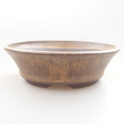 Ceramic bonsai bowl 10 x 10 x 3 cm, brown color - 1