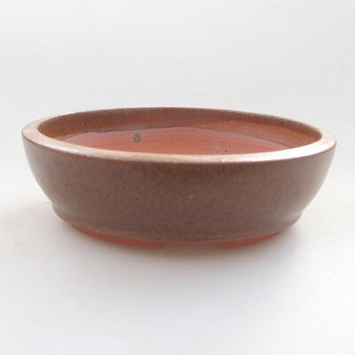 Ceramic bonsai bowl 10 x 10 x 3 cm, brown color - 1