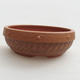 Ceramic bonsai bowl 15.5 x 15.5 x 5 cm, brown color - 1/4