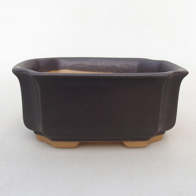Ceramic bonsai bowl H 01 - 12 x 9 x 5 cm, black matt - 1