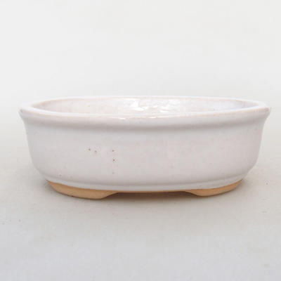Ceramic bonsai bowl H 04 - 10 x 7,5 x 3,5 cm, white - 1